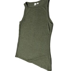 GAP Women Olive Green Asymmetrical Hem Sleeveless Tank Top Size S
